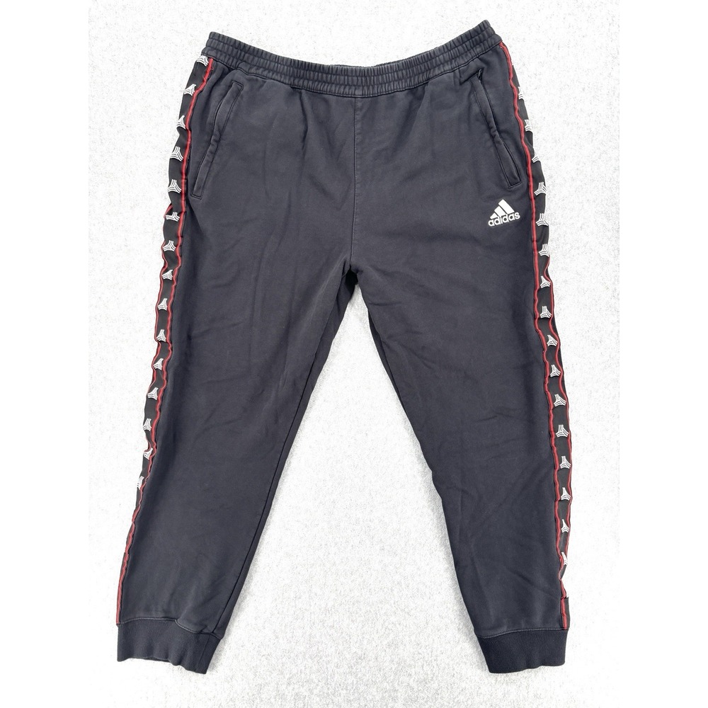 Adidas Tango Tape Clubhouse Pants Black Red Logo Tape Joggers 2XL‎